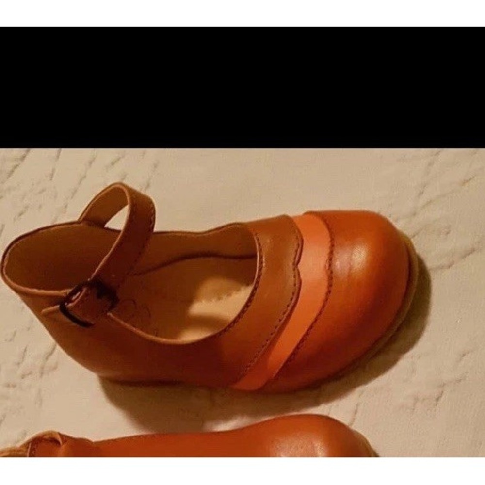 Nathalie Verlinden Girls Leather Mary Jane's Scalloped Red Brown Italy 21 /5